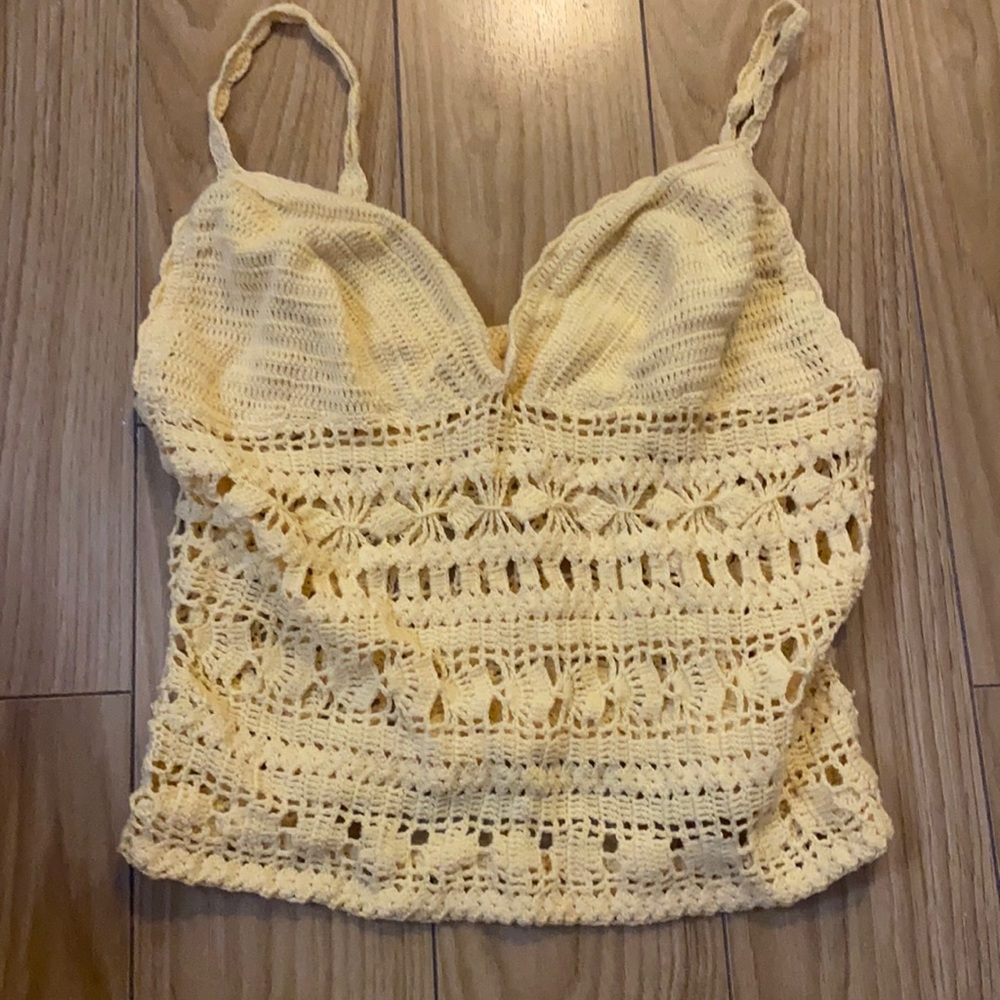 Yellow crochet tank